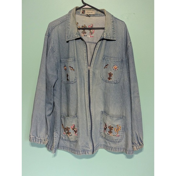 Denim Jacket Women's Passion-1 Zip Up Size XL 100% Cotton Vintage - Picture 2 of 13